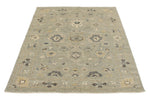 4x6 Ivory and Multicolor Turkish Oushak Rug