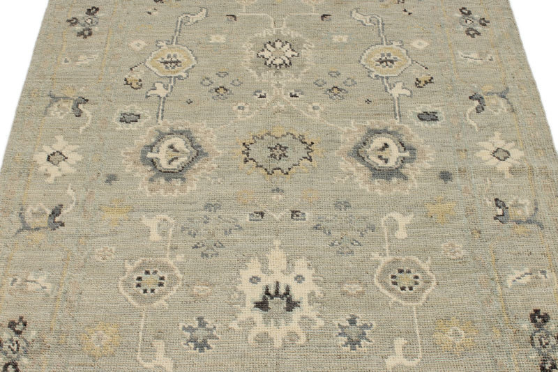 4x6 Ivory and Multicolor Turkish Oushak Rug