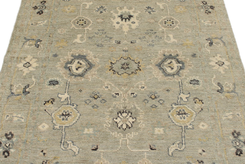 4x6 Ivory and Multicolor Turkish Oushak Rug