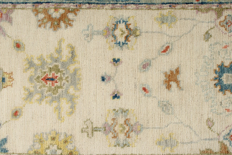 3x12 Ivory and Blue Turkish Oushak Runner