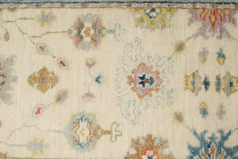 3x12 Ivory and Blue Turkish Oushak Runner
