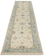 3x12 Ivory and Blue Turkish Oushak Runner