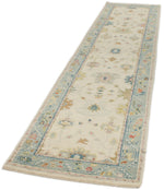3x12 Ivory and Blue Turkish Oushak Runner