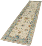 3x12 Ivory and Blue Turkish Oushak Runner
