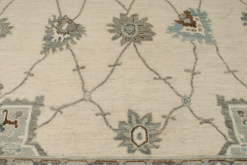8x12 Ivory and Gray Turkish Oushak Rug