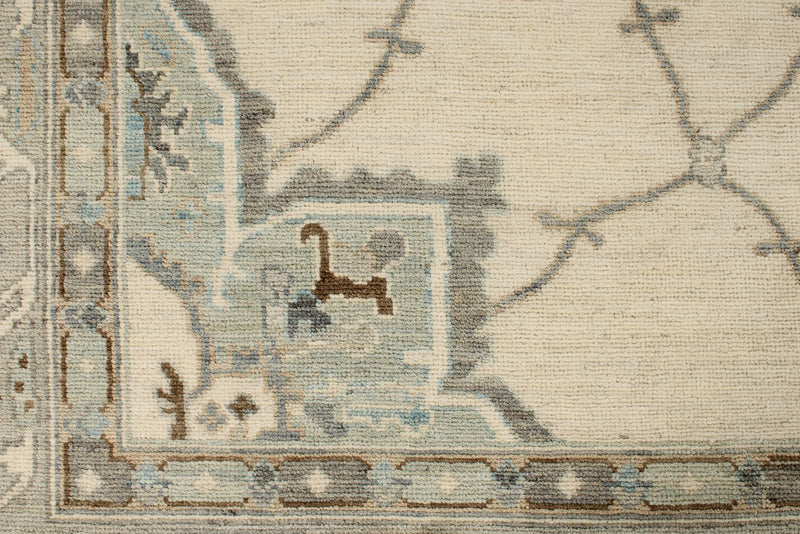 8x12 Ivory and Gray Turkish Oushak Rug