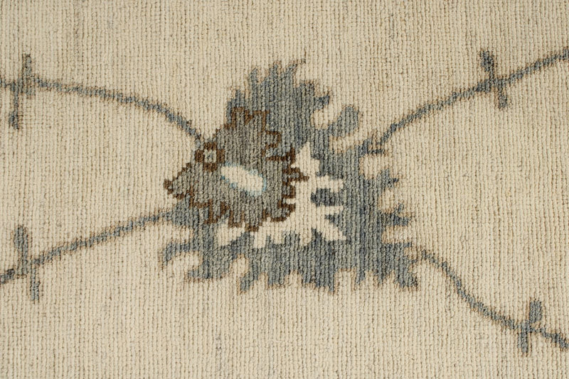 8x12 Ivory and Gray Turkish Oushak Rug