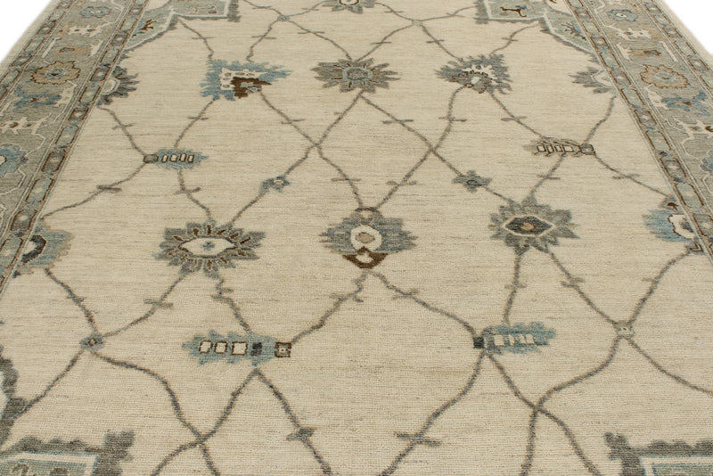 8x12 Ivory and Gray Turkish Oushak Rug