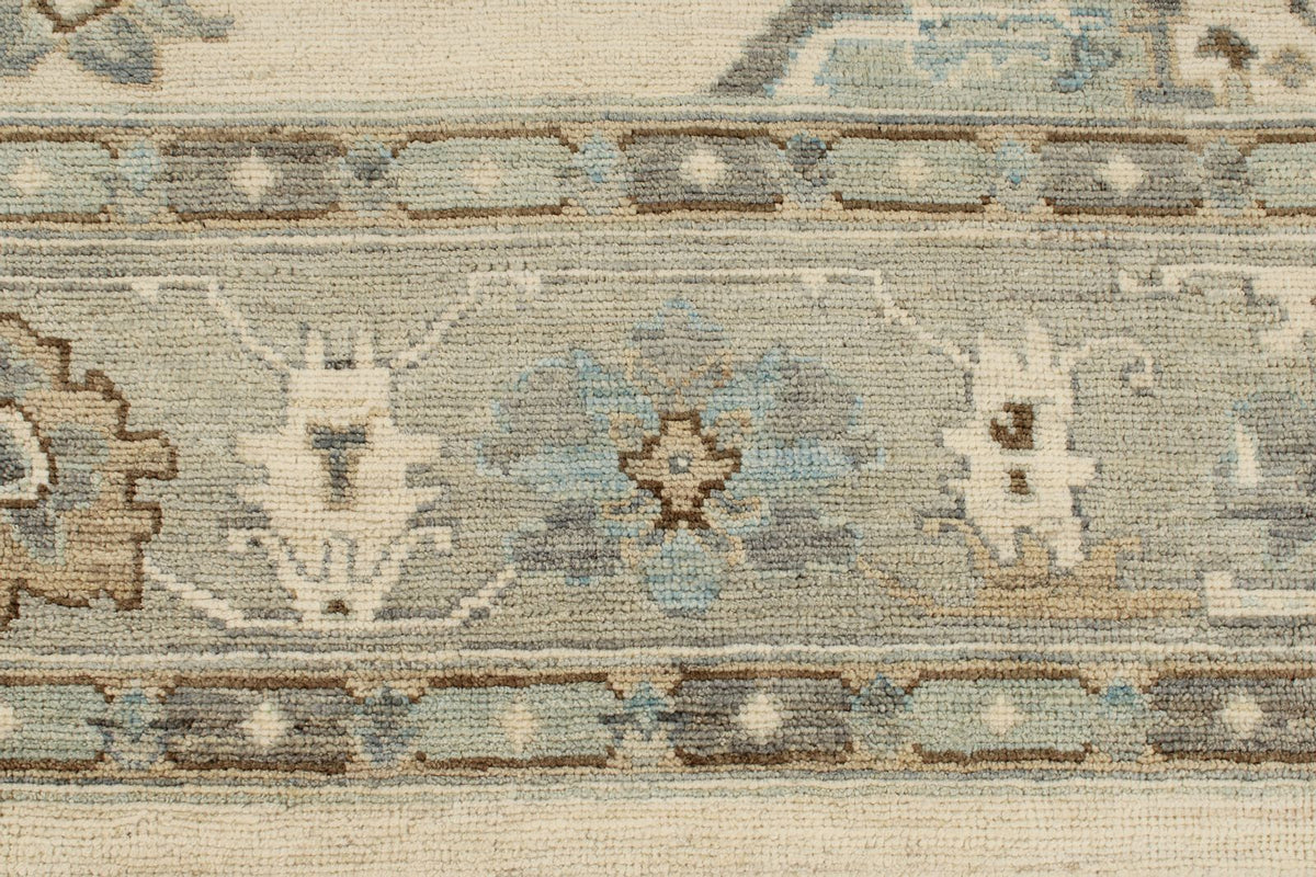 8x12 Ivory and Gray Turkish Oushak Rug