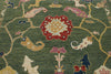 9x12 Green and Multicolor Turkish Oushak Rug