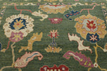 9x12 Green and Multicolor Turkish Oushak Rug