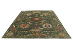 9x12 Green and Multicolor Turkish Oushak Rug
