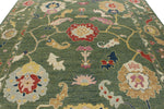 9x12 Green and Multicolor Turkish Oushak Rug