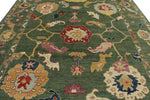 9x12 Green and Multicolor Turkish Oushak Rug