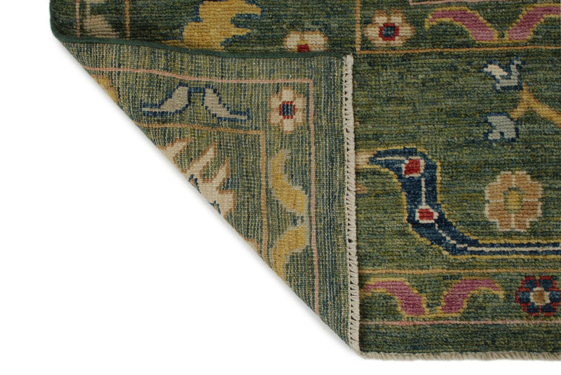 9x12 Green and Multicolor Turkish Oushak Rug