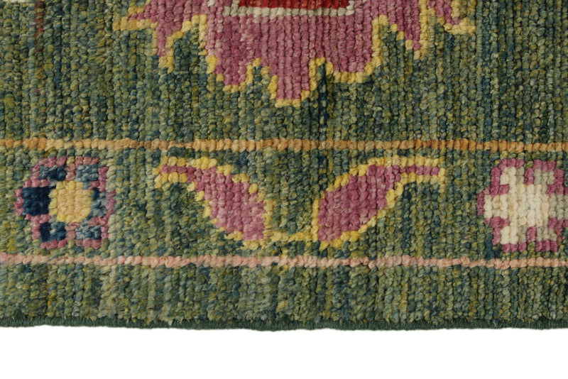 9x12 Green and Multicolor Turkish Oushak Rug