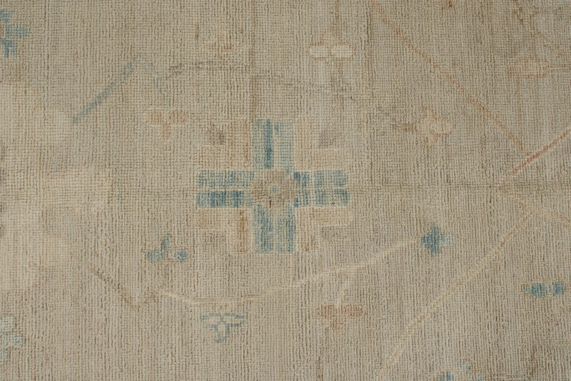 10x14 Ivory and Brown Turkish Oushak Rug