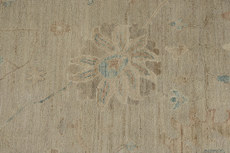 10x14 Ivory and Brown Turkish Oushak Rug