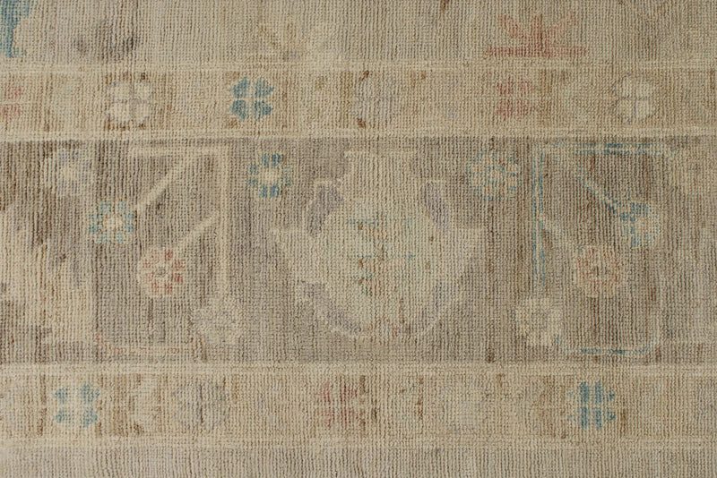 10x14 Ivory and Brown Turkish Oushak Rug