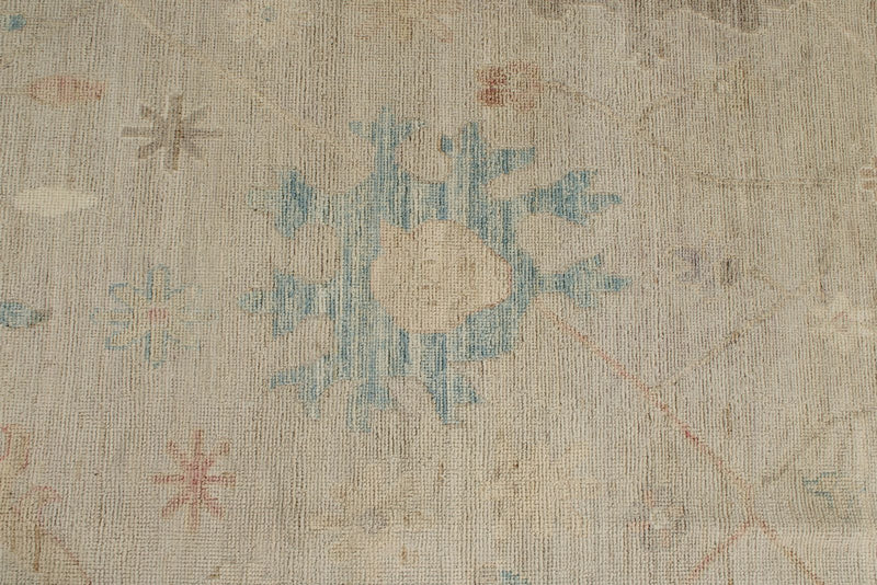 10x14 Ivory and Brown Turkish Oushak Rug