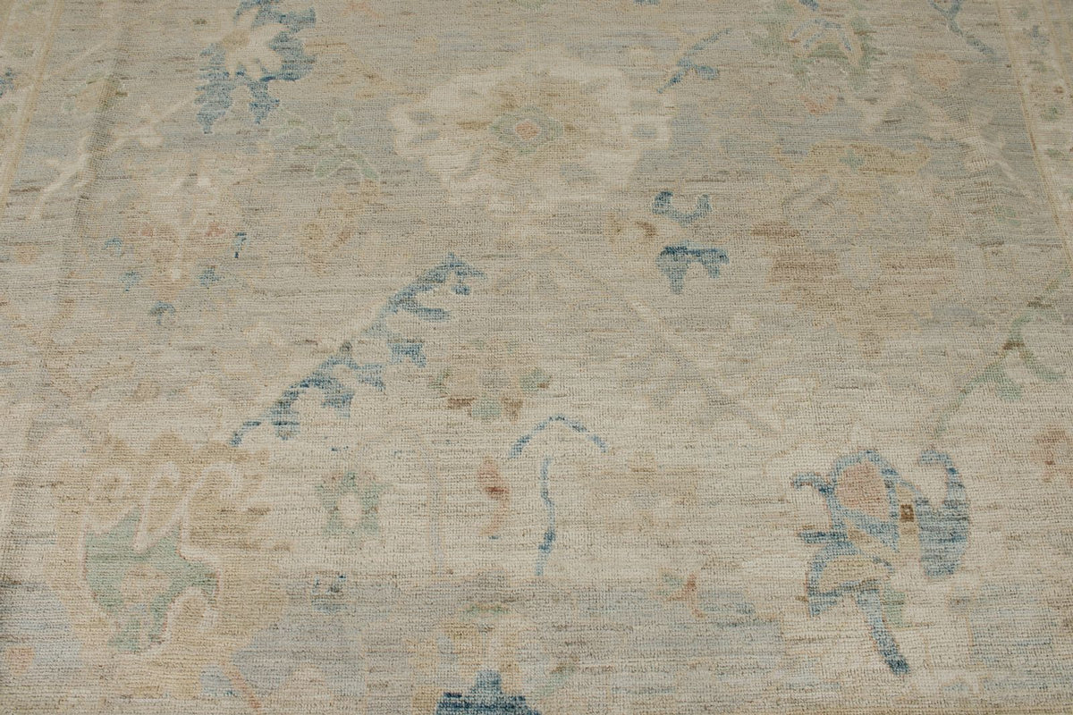 9x13 Beige and Ivory Turkish Oushak Rug