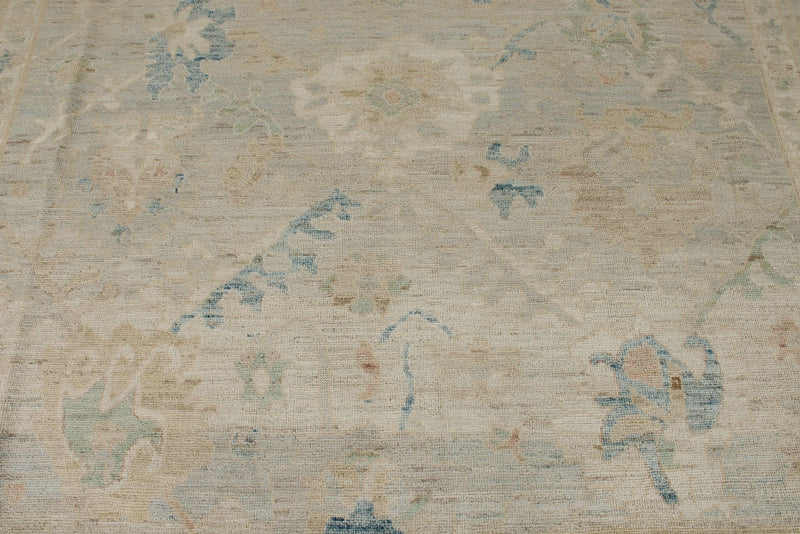 9x13 Beige and Ivory Turkish Oushak Rug