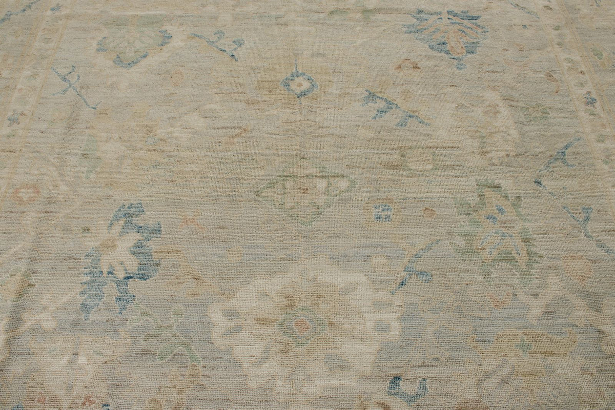 9x13 Beige and Ivory Turkish Oushak Rug