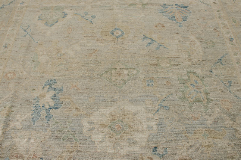 9x13 Beige and Ivory Turkish Oushak Rug
