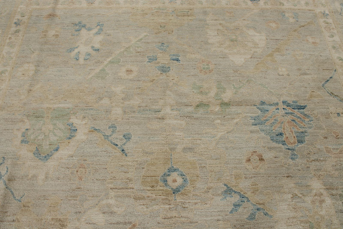 9x13 Beige and Ivory Turkish Oushak Rug