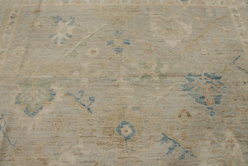 9x13 Beige and Ivory Turkish Oushak Rug