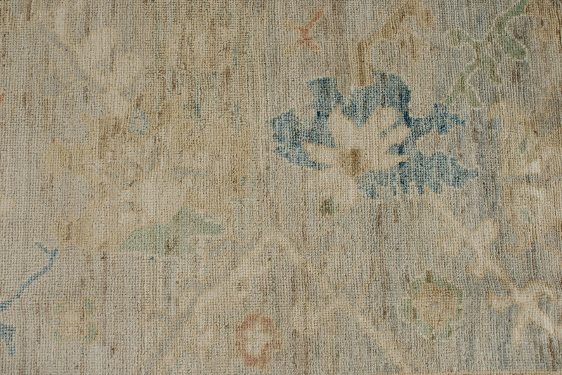9x13 Beige and Ivory Turkish Oushak Rug