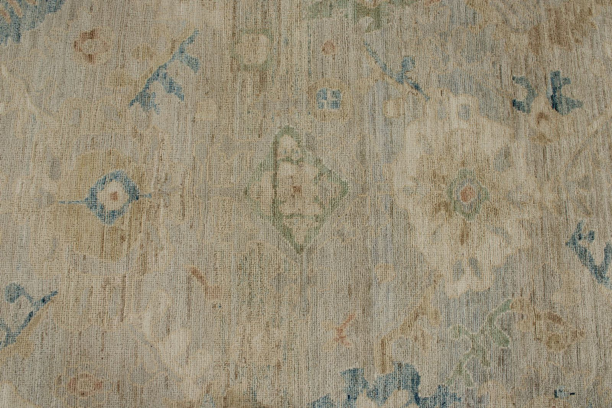 9x13 Beige and Ivory Turkish Oushak Rug