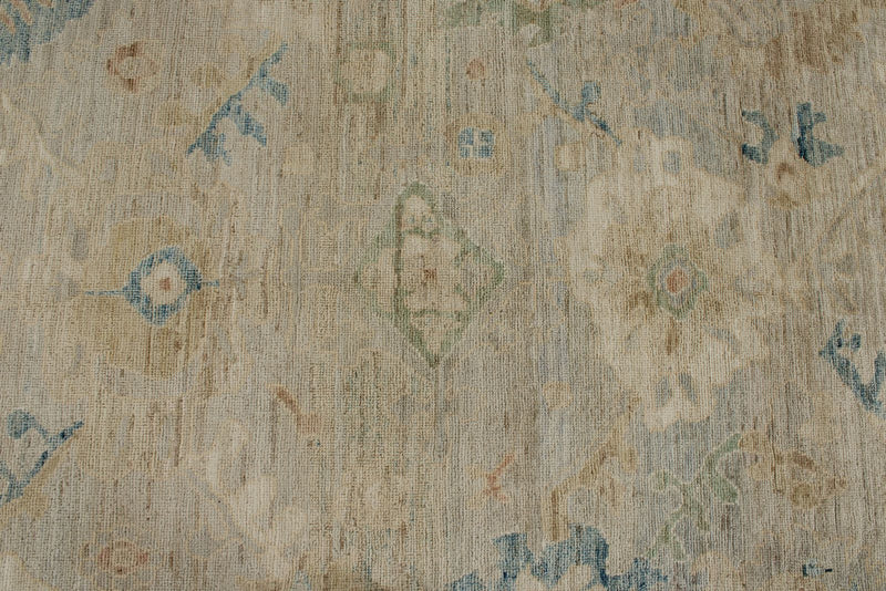 9x13 Beige and Ivory Turkish Oushak Rug