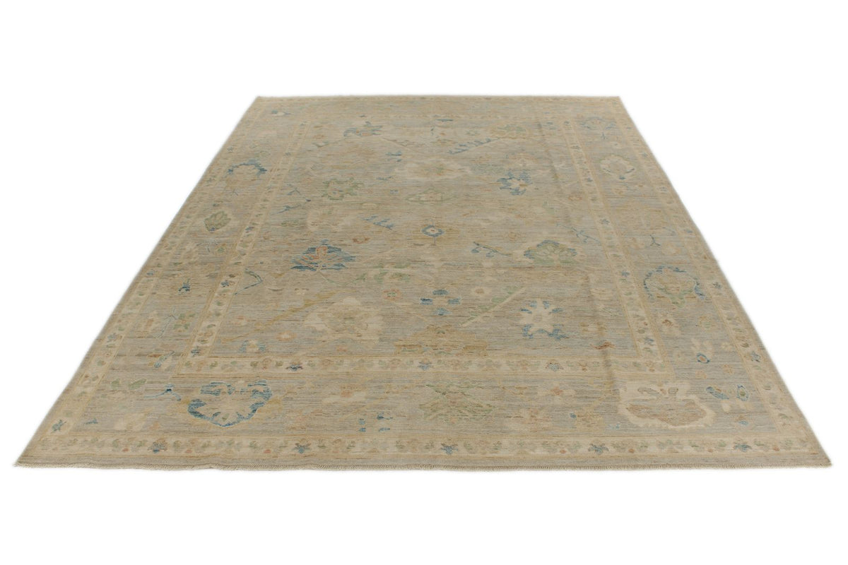 9x13 Beige and Ivory Turkish Oushak Rug