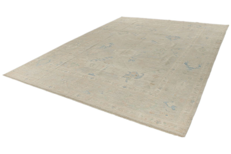 9x13 Beige and Ivory Turkish Oushak Rug