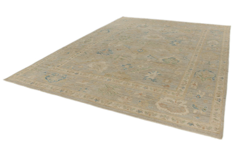 9x13 Beige and Ivory Turkish Oushak Rug