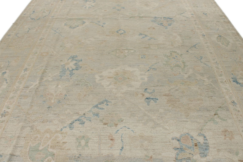 9x13 Beige and Ivory Turkish Oushak Rug