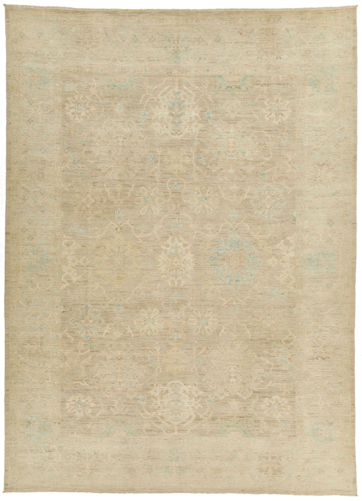 9x13 Brown and Brown Turkish Oushak Rug