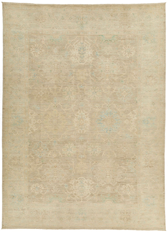 9x13 Brown and Brown Turkish Oushak Rug