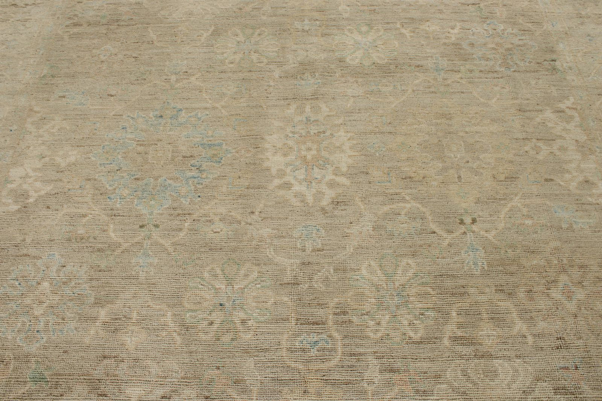 9x13 Brown and Brown Turkish Oushak Rug