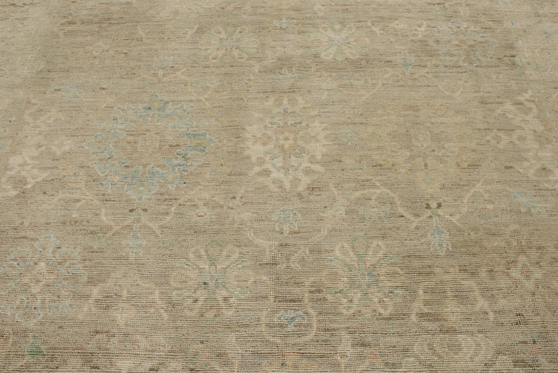 9x13 Brown and Brown Turkish Oushak Rug