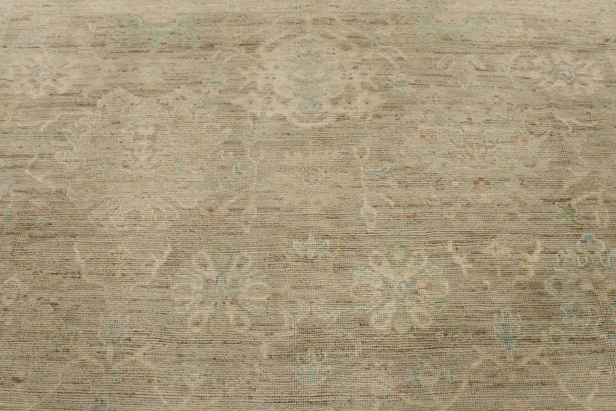 9x13 Brown and Brown Turkish Oushak Rug