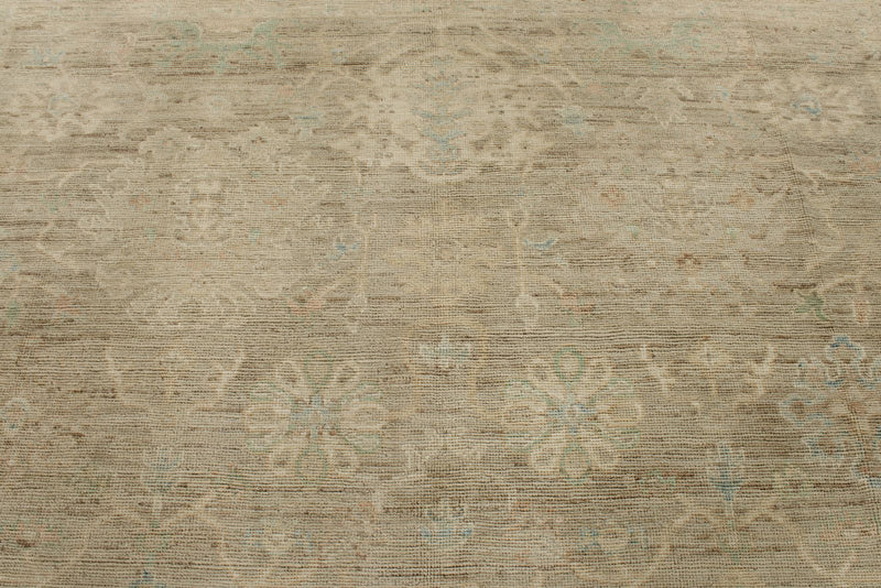 9x13 Brown and Brown Turkish Oushak Rug