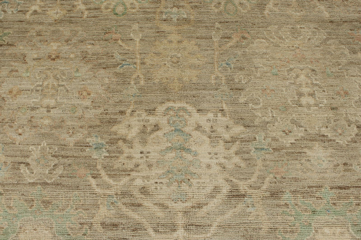 9x13 Brown and Brown Turkish Oushak Rug