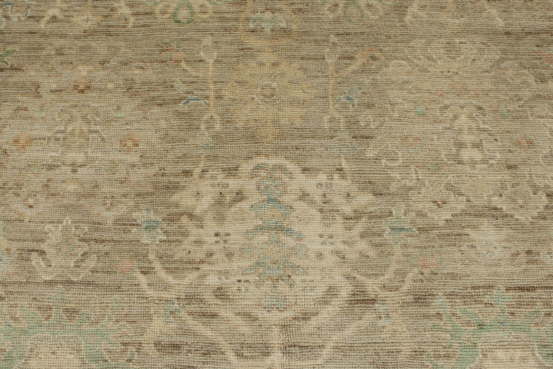 9x13 Brown and Brown Turkish Oushak Rug