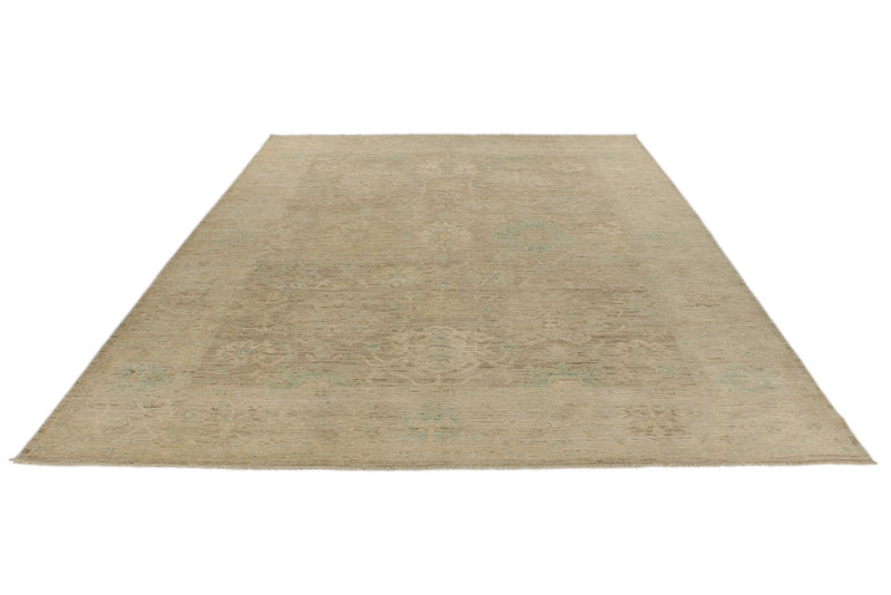 9x13 Brown and Brown Turkish Oushak Rug