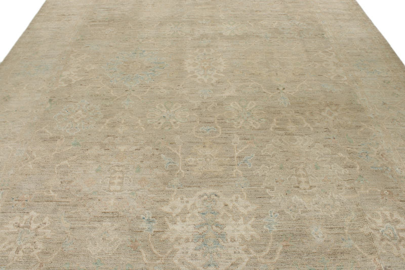 9x13 Brown and Brown Turkish Oushak Rug