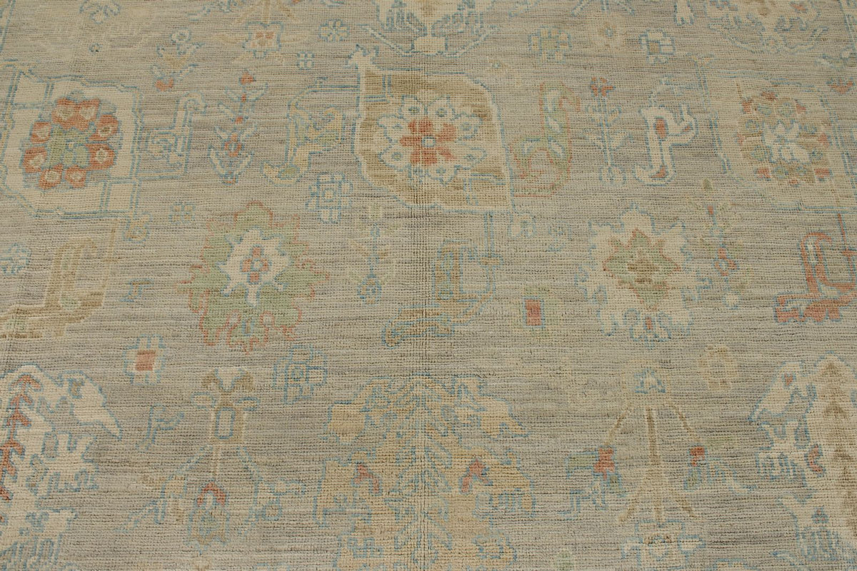 9x12 Light Gray and Light Brown Turkish Oushak Rug