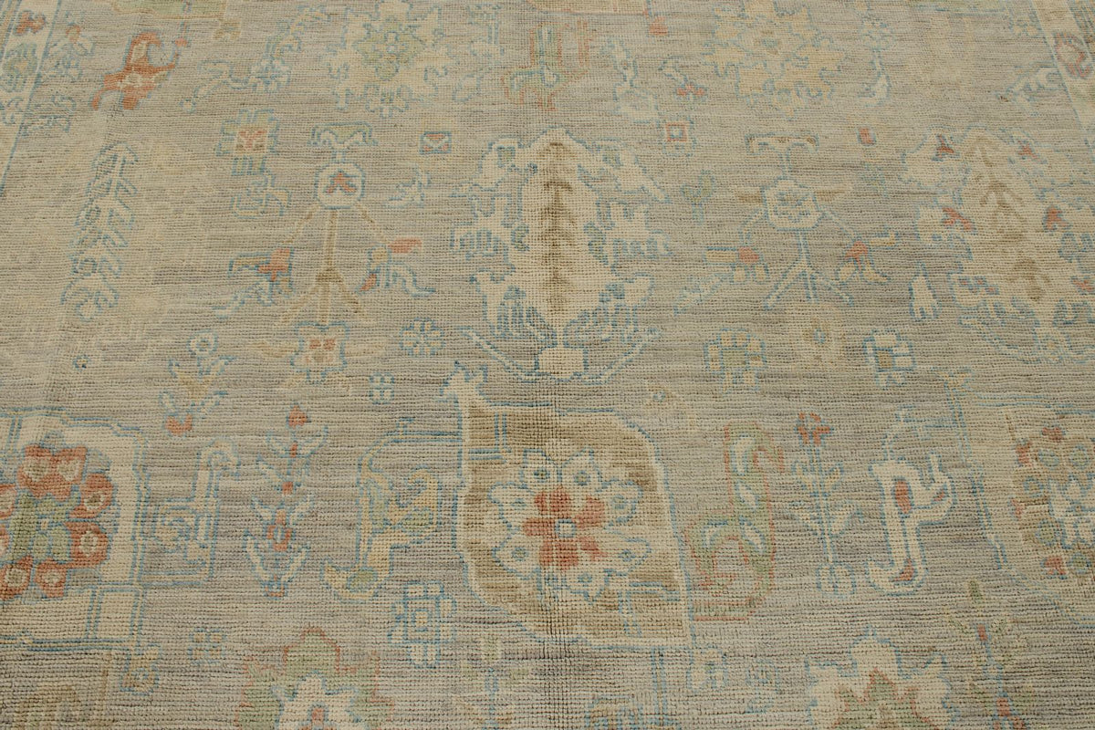 9x12 Light Gray and Light Brown Turkish Oushak Rug