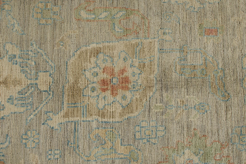 9x12 Light Gray and Light Brown Turkish Oushak Rug
